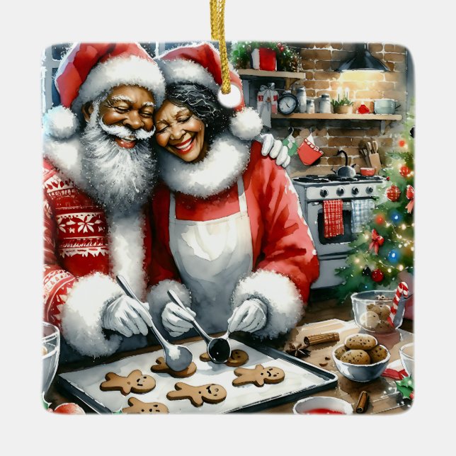 Mr och Clause Cute Jul Personlig Julgransprydnad Keramik (Framsida)