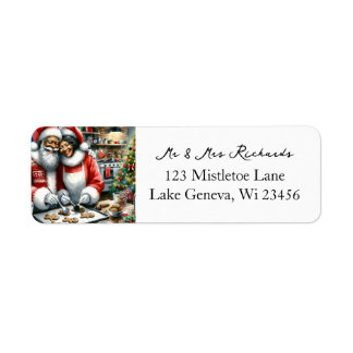 Mr och Clause Cute Jul Returadress Etikett