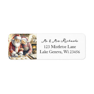 Mr och Clause Cute Jul Returadress Etikett
