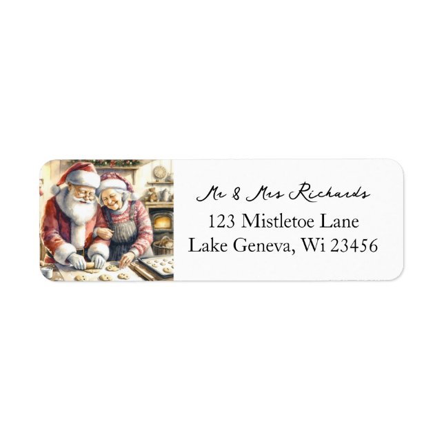 Mr och Clause Cute Jul Returadress Etikett (Framsidan)