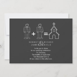 Mr och Doodle Church Chalkboard Gay Bröllop Inbjudningar