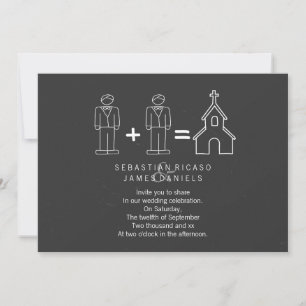 Mr och Doodle Church Chalkboard Gay Bröllop Inbjudningar