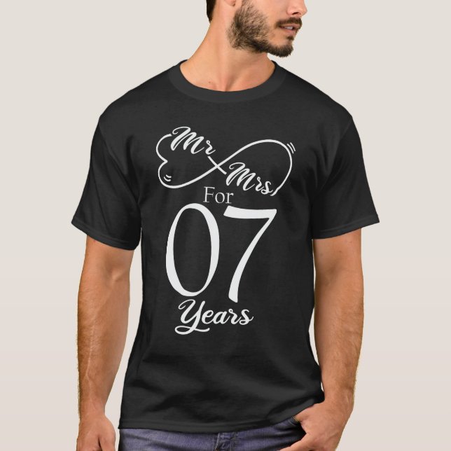 Mr. och fru 7:e under 7 år Bröllop-årsdagen T Shirt (Framsida)