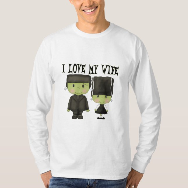 Mr. Och fru Franken lite i kärlek min fru Hallowee T-shirt (Framsida)