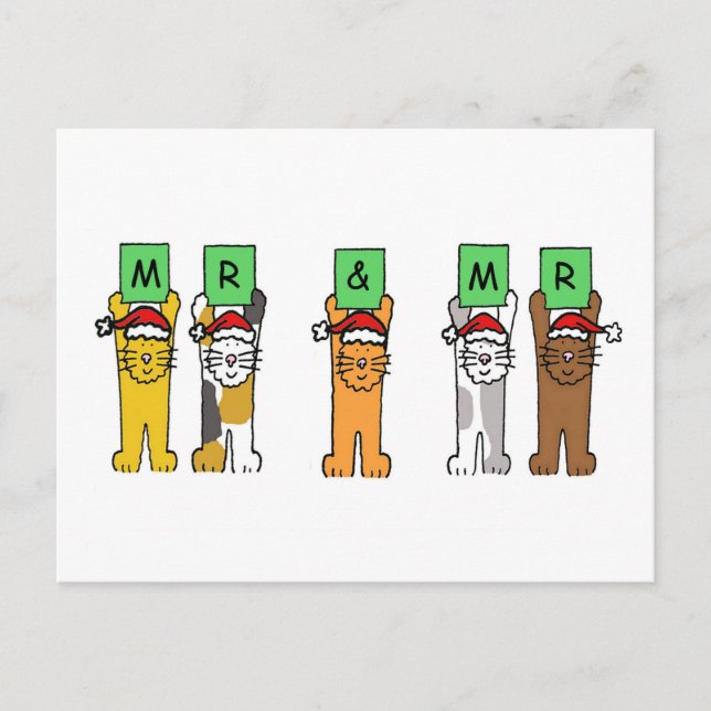 Mr och Gay jultomte i Santa Hats Helg Vykort (Framsida)