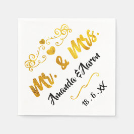 Mr och Hearts Black White Champaigne Guld Pappersservett