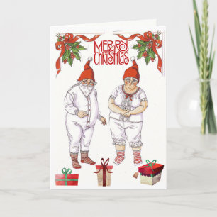 Mr och Jultomten 🤶 Pappra Dolls med kläder Kort