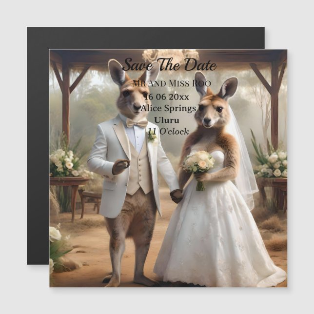 Mr. och miss Kangaroo White Wedding Bjud in, (Fram/baksida)