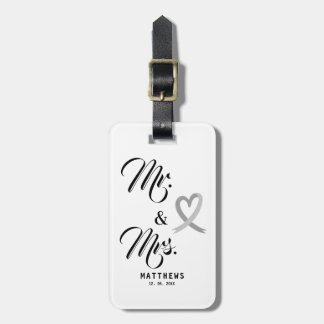 Mr. och Monogram Black and White Bröllop Lugg Bagagebricka
