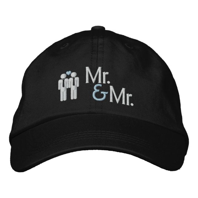 Mr. och Mr. Gay Bröllop Broderad Keps (Framsida)