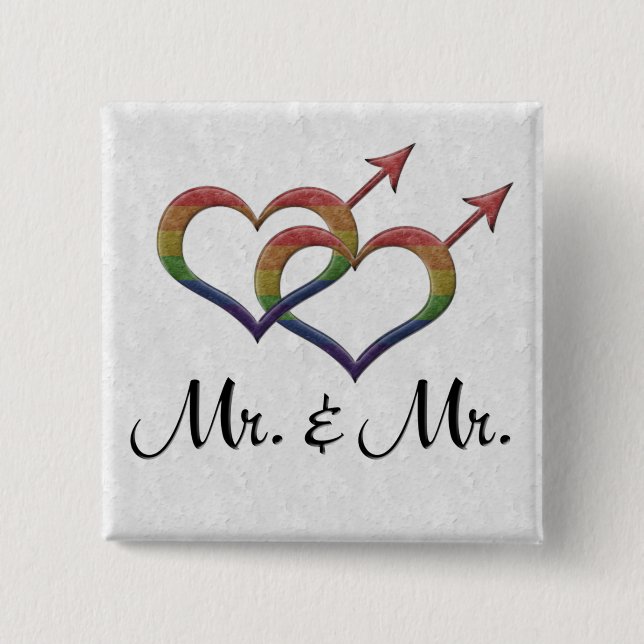 Mr. och Mr. Gay pride Interlink Gender Symbols Knapp (Framsida)