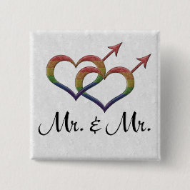 Mr. och Mr. Gay pride Interlink Gender Symbols Knapp