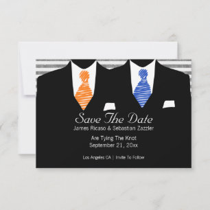 Mr. och Mr. Kostym Blue Orange Ties Gay Spara datu Datumet