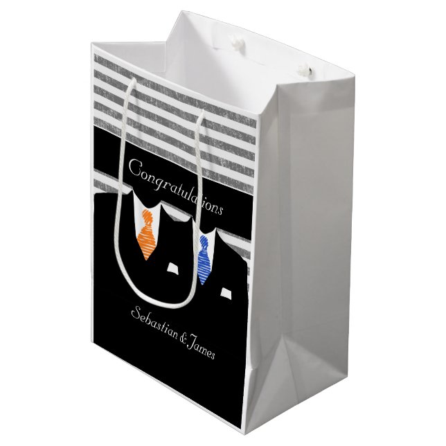 Mr. och Mr. Kostym Bröllop Personlig Blue Orange (Framsidan Vinklad)