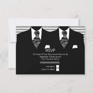Mr. och Mr. Kostym och black Ties Gay Bröllop OSA Kort