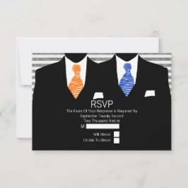 Mr och Mr Kostym Orange Blue Ties Gay Bröllop OSA
