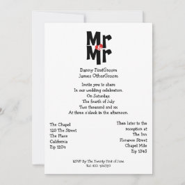 Mr och Mr Modern Bold Gay Bröllop Inbjudningar