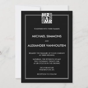 Mr och Mr. Modern bröllopsinbjudning Inbjudningar