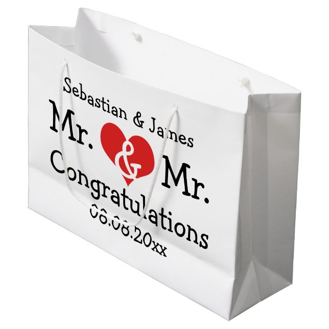 Mr och Mr Red Heart Bröllop Personlig (Framsidan Vinklad)