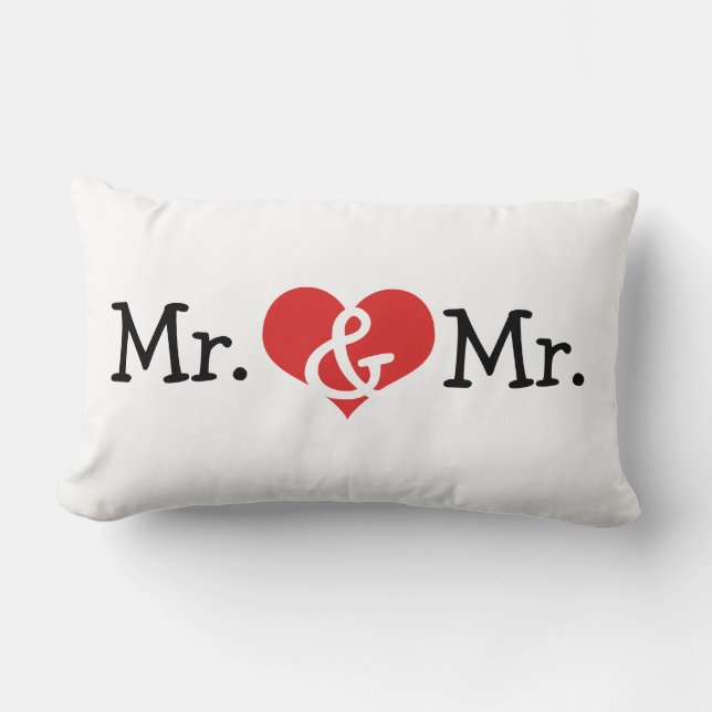 Mr. och Mr. Two Grooms Bröllop Gift Lumbarkudde (Framsida)