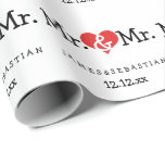 Mr. och Mr. Two Grooms Bröllop Presentpapper<br><div class="desc">Gay Bröllop och Gay presenten figurerar pappert ...  perfekt för de två grupperna ...  mister och mister personlig med papper rulle för medborgarceremonin / bröllop / årsdagen från Ricaso</div>
