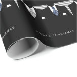 Mr. och mr Two Grooms i Tyes Bröllop Presentpapper<br><div class="desc">Grått och Blue tie Temat Mr. och Gay Bröllop-presenten figurerar pappert ...  perfekt för de två grupperna ...  mister och mister personlig med papper rulle för medborgarceremonin / bröllop / årsdagen från Ricaso</div>