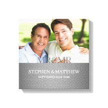 Mr. och Mr. Two Grooms Silver Damask Photo