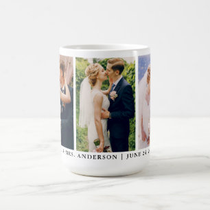 Mr. och Mrs. 3 Photo Bride and Groom Bröllop Large Kaffemugg