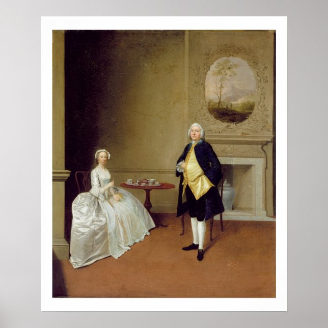 Mr. och Mrs. Backe, c.1750-51 (olja på arbetsyta) Poster (Framsidan)