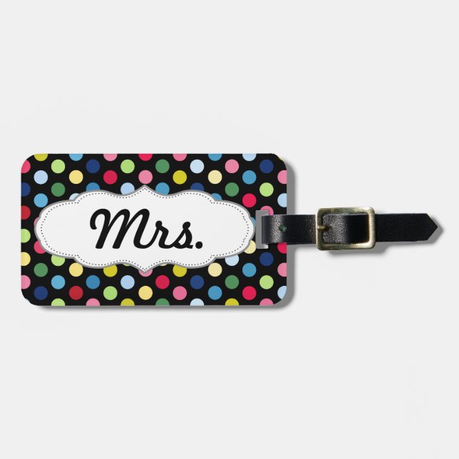 Mr. och Mrs. bagaget - hennes färgstarka polka dot Bagagebricka (Horisontell Framsida)