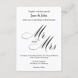 Mr. och Mrs. Basic bröllopsinbjudan Inbjudningar