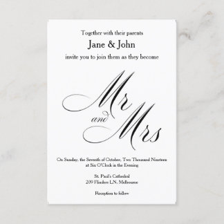 Mr. och Mrs. Basic bröllopsinbjudan Inbjudningar