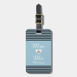 Mr och Mrs Blue Black Rand Bagagebricka