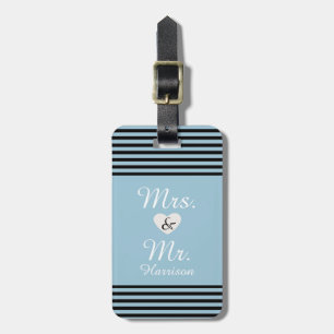 Mr och Mrs Blue Black Rand Bagagebricka