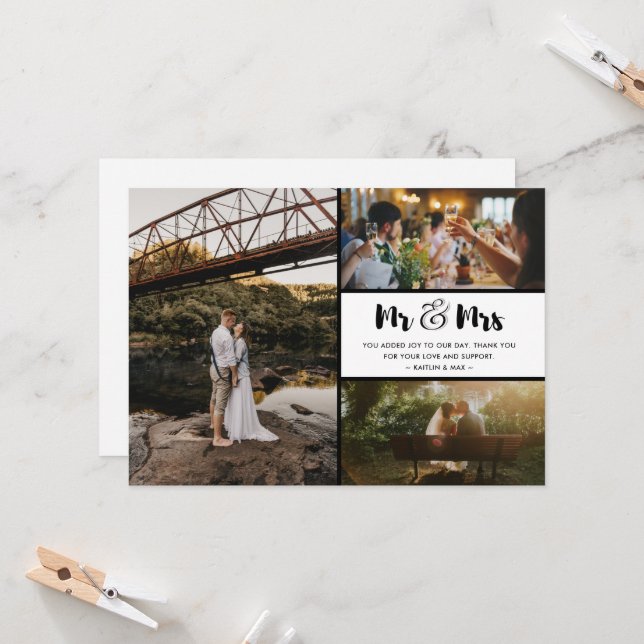 Mr och Mrs Bröllop Tack Photo Collage (Fram/Back In Situ)