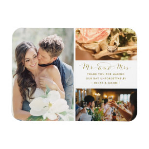 Mr och Mrs Bröllop Tack Photo Collage Magnet