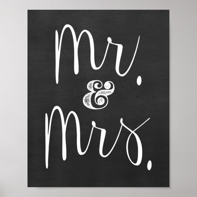 Mr och mrs Chalkboard Bröllop Sign Poster (Framsidan)