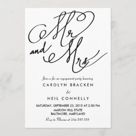 Mr och Mrs. Classy Typography Förlovningsfest Inbjudningar