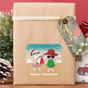 Mr. och Mrs. Claus-Helgdag Fyrkantigt Klistermärke