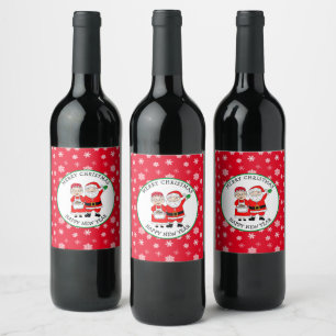 Mr och Mrs Claus, jultomtens Personlig Vinflaska Etikett