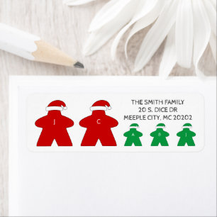 Mr och Mrs Claus och 3 Elves Red and Grönt Julafto Returadress Etikett