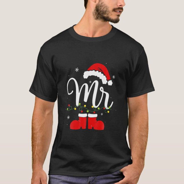 Mr. och Mrs. Claus Par matchande jul Pajama T Shirt (Framsida)
