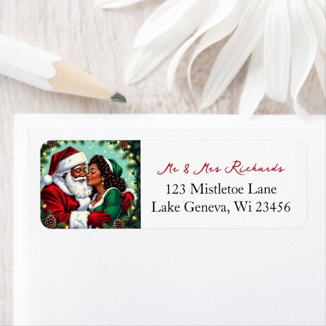 Mr och Mrs Clause God Jul  Returadress Etikett (Insitu)