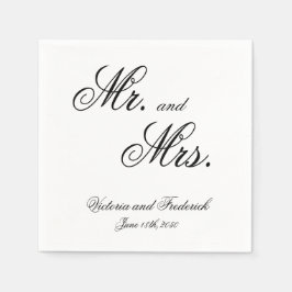Mr och Mrs Elegant Calligraphy Bröllop Pappersservett
