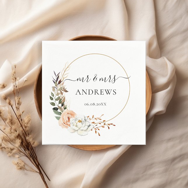 " Mr. Och Mrs! "Elegant Eucalyptus, Boho, Flower Pappersservett (Skapare uppladdad)