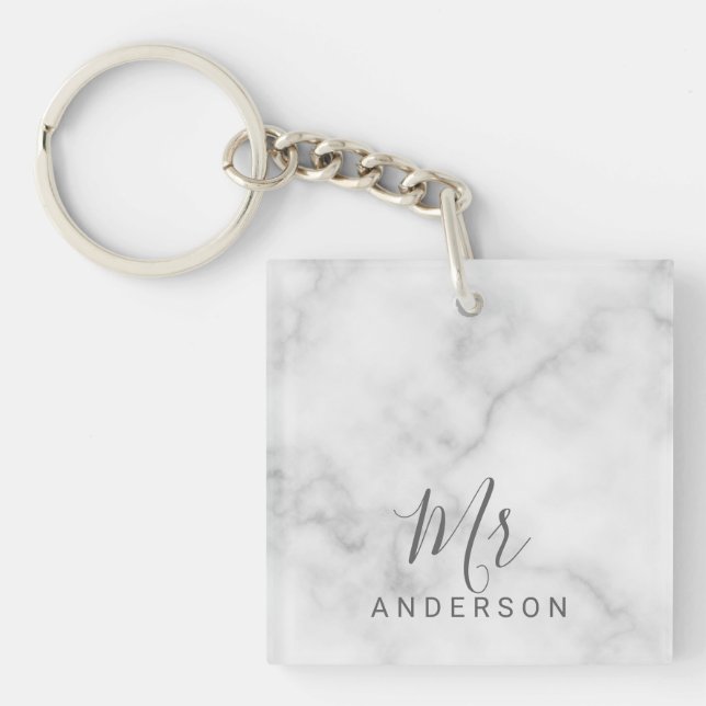 Mr och Mrs. | Elegant Marble Modern Script Bröllop (Framsidan)