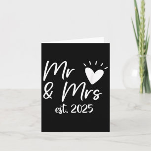 Mr och Mrs Est. 2025 Gift par Bröllop Husb Kort