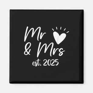 Mr och Mrs Est. 2025 Gift par Bröllop Husb Magnet
