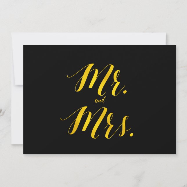 "Mr och Mrs." Faux Gold Foil Chic Bröllop Sign (Framsida)