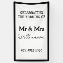 Mr och Mrs Firande Black och White Banner